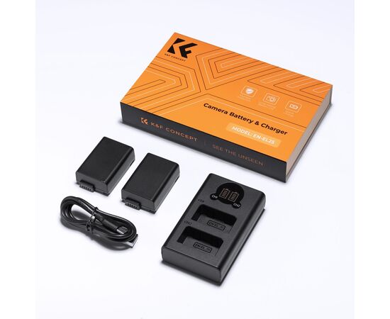 K&F CONCEPT Kit Carregador duplo + 2 baterias EN-EL25