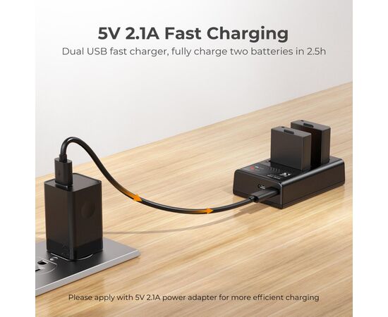 K&F CONCEPT Kit Carregador duplo + 2 baterias LP-E10