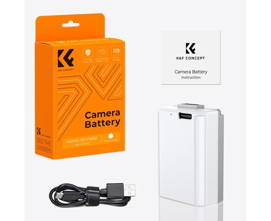 K&F CONCEPT Bateria com Carregamento USB-C NP-FW50 1100mAh