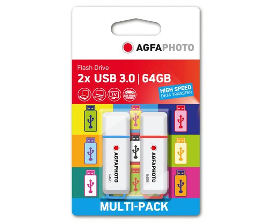 AGFAPHOTO Pen Drive USB 3.2 Gen1 Color Mix - 64GB (2 unidades)