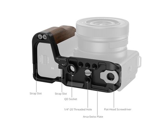 SMALLRIG 4864 L-Bracket com Punho de Madeira para Sony ZV-E10 II