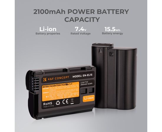 K&F CONCEPT Bateria EN-EL15 2100mAh