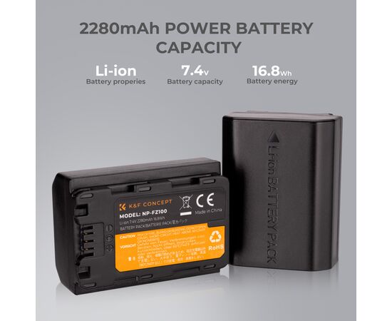 K&F CONCEPT Bateria NP-FZ100 2000mAh