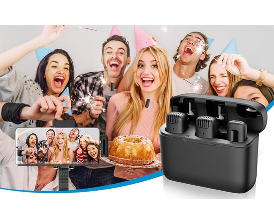 APEXEL Microfone Duplo de Lapela APL-MIC008 USB-C