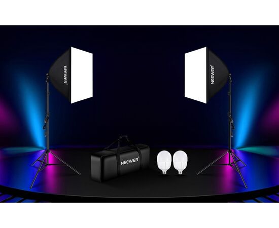 NEEWER Kit Duplo Iluminação LED RGB 24W + Softboxes 50x70cm + Tripés - NK800