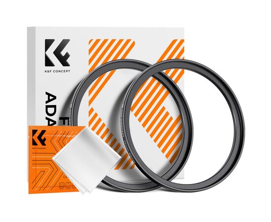 K&F CONCEPT Adaptador de Filtro Step-Up 77mm - 82mm + 2 Panos de Limpeza