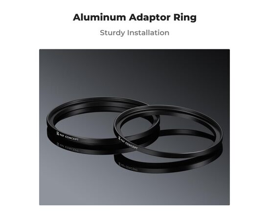 K&F CONCEPT Adaptador de Filtro Step-Up 72mm - 77mm + 2 Panos de Limpeza