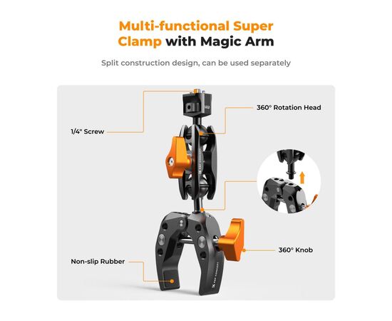 K&F CONCEPT Super Grampo MS13 com Braço Mágico