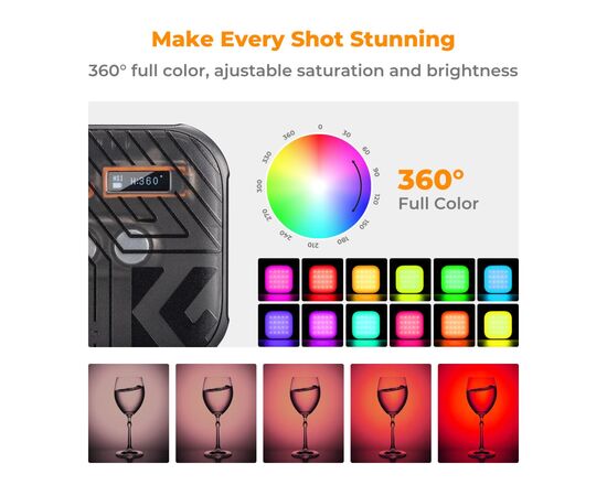 K&F CONCEPT Iluminador LED RGB - Preto