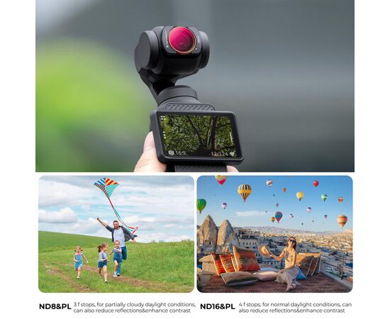 K&F CONCEPT Kit Filtros Magnéticos ND8/PL + ND16/PL + ND32/PL + ND64/PL para DJI Osmo Pocket 3