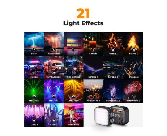 K&F CONCEPT Iluminador LED RGB - Preto