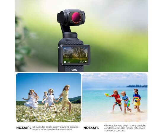 K&F CONCEPT Kit Filtros Magnéticos ND8/PL + ND16/PL + ND32/PL + ND64/PL para DJI Osmo Pocket 3