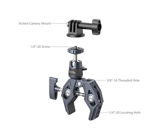 SMALLRIG 4102 Super Grampo com suporte de Cabeça de Bola para Action Cams