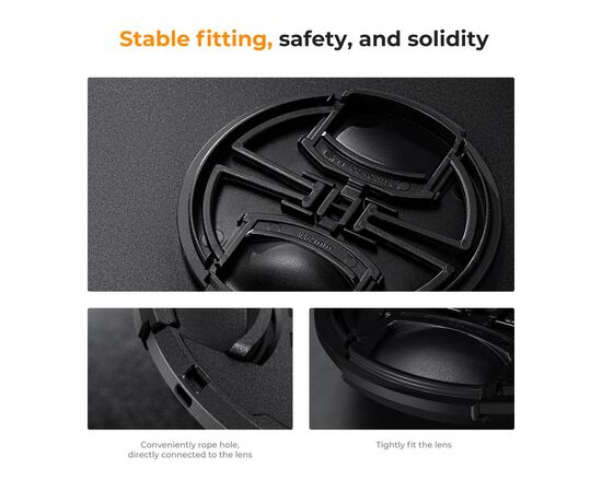 K&F CONCEPT Tampa de Lente Com Cordão Anti-Perda - 52mm