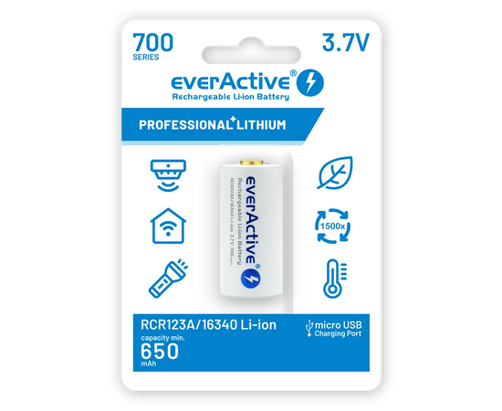 EVERACTIVE Pilha 16340 Recarregável Micro USB 3.7V