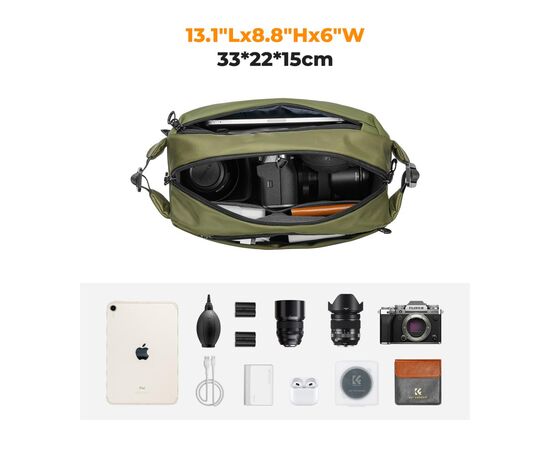 K&F CONCEPT  Bolsa de Ombro Alpha Camera Sling Bag KF13.157V2 10L - Verde