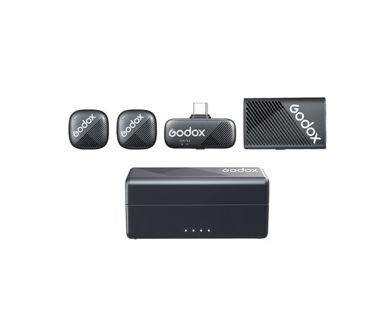 GODOX Microfone de Lapela Wireless Cube-C - Kit USB-C + Lightning + TRS