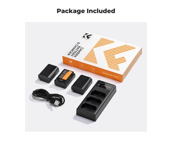 K&F CONCEPT Kit 3 Baterias NP-FZ100 2280mAh com Carregador triplo