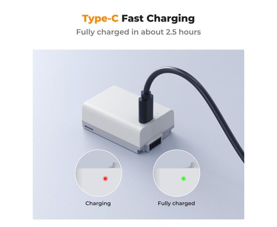 K&F CONCEPT Bateria com Carregamento USB-C EN-EL25 1250mAh