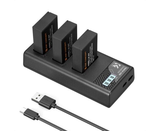 K&F CONCEPT Kit 3 Baterias LP-E17 1250mAh com Carregador triplo