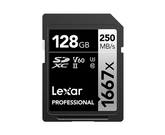 LEXAR Professional SDXC Pro 1667x 250MB/s Classe 10 V60 U3 UHS-II 4K - 128GB