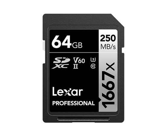 LEXAR Professional SDXC Pro 1667x 250MB/s Classe 10 V60 U3 UHS-II 4K - 64GB