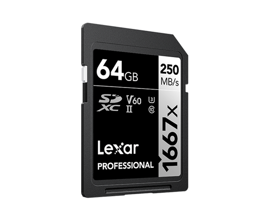 LEXAR Professional SDXC Pro 1667x 250MB/s Classe 10 V60 U3 UHS-II 4K - 64GB