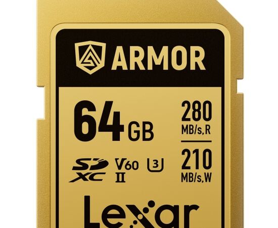 LEXAR SDXC ARMOR GOLD 280Mb/s Classe 10 V60 U3 UHS-II - 64GB