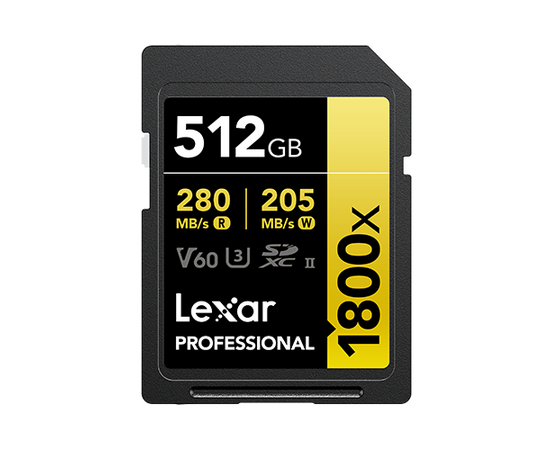 LEXAR Professional GOLD Series SDXC 1800x 280MB/s Classe 10 U3 UHS-II - 512GB