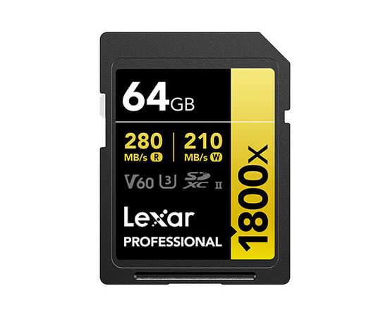 LEXAR Professional GOLD Series SDXC 1800x 280MB/s Classe 10 U3 UHS-II - 64GB