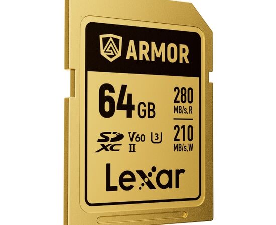 LEXAR SDXC ARMOR GOLD 280Mb/s Classe 10 V60 U3 UHS-II - 64GB