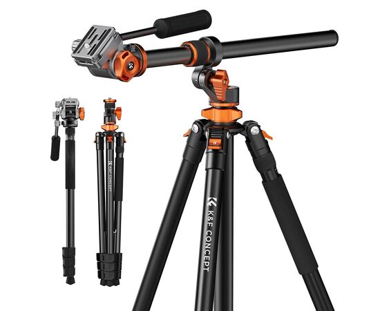 K&F CONCEPT Tripé de Vídeo K254A7 + Cabeça Fluida FH-03
