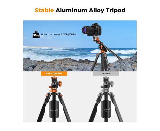 K&F CONCEPT Tripé de Vídeo K254A7 + Cabeça Fluida FH-03