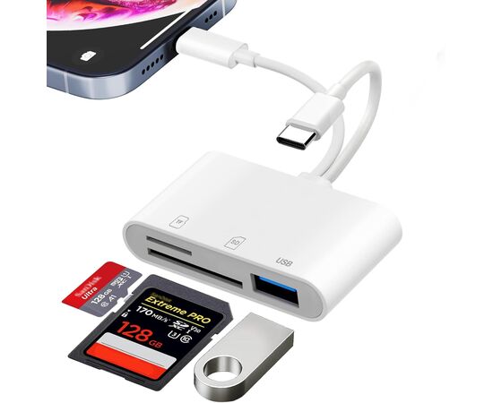 COLORCABLE Leitor de Cartões SD para iPhone iPad, Lightning USB C adaptador de cartão SD com SD/Micro SD/USB3.0