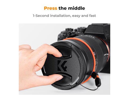 K&F CONCEPT Tampa de Lente Com Cordão Anti-Perda - 49mm