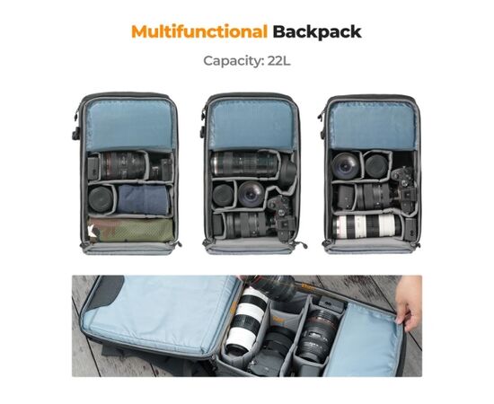 K&F CONCEPT Mochila Narute Wander 22L - Preto