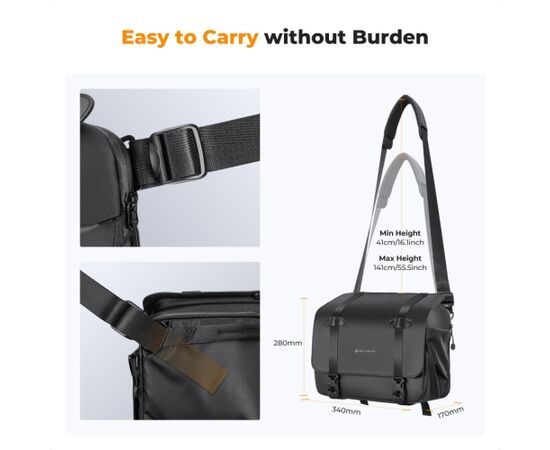 K&F CONCEPT Bolsa de Ombro Urban Wander 10L - Preto