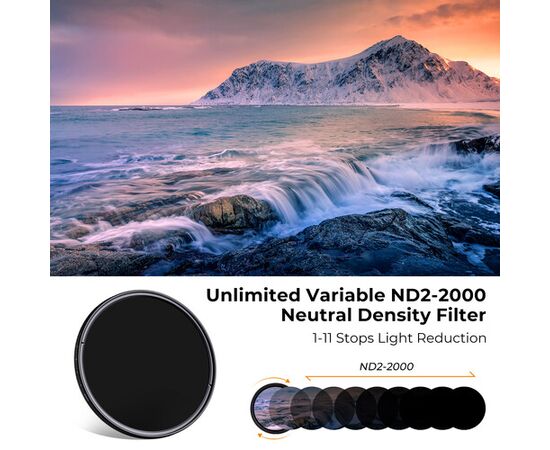 K&F CONCEPT Filtro Densidade Variável ND2-ND2000 NANO-C Series – 67mm