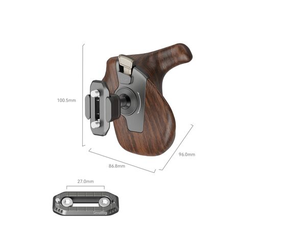 SMALLRIG 5192 Punho Wooden Series com Grampo NATO - Lado Direito