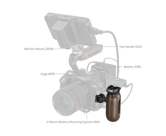 SMALLRIG 5239 Punho Lateral Grampo NATO - Madeira