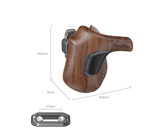 SMALLRIG 5162 Punho Wooden Series com Grampo NATO - Lado Esquerdo