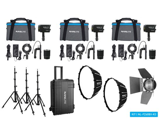 NANLITE Kit Triplo Iluminador LED Bi-Color FORZA 60B II