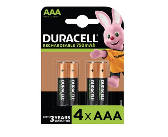 DURACELL Pack 4x Pilhas Recarregáveis AAA 750mAh