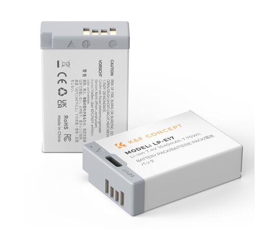 K&F CONCEPT Bateria com Carregamento USB-C LP-E17 1040mAhK&F CONCEPT Bateria com Carregamento USB-C LP-E17 1040mAh