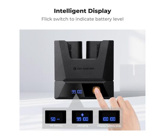 K&F CONCEPT Carregador Duplo 18W para Baterias LP-E6