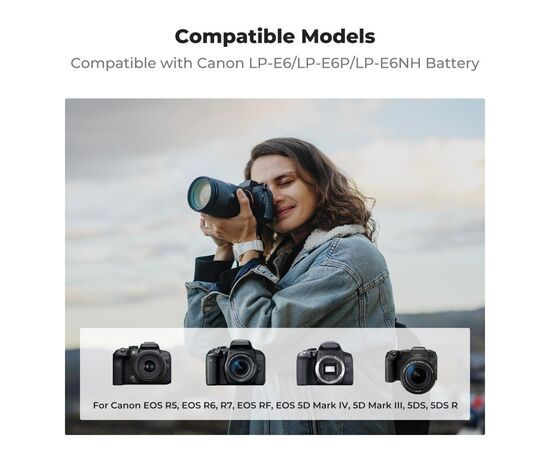 K&F CONCEPT Carregador Duplo 18W para Baterias LP-E6