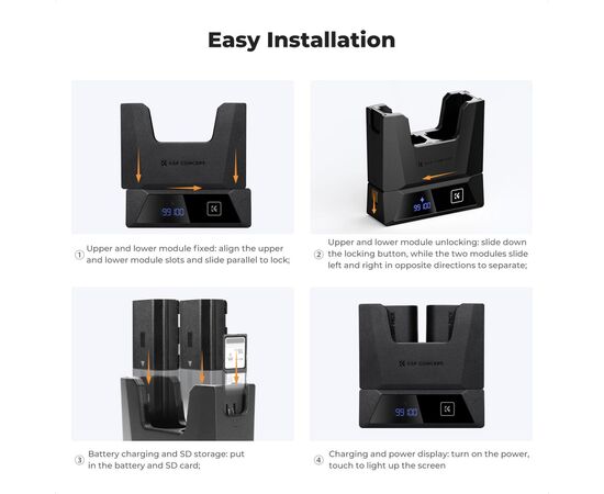 K&F CONCEPT Carregador Duplo 18W para Baterias NP-FZ100
