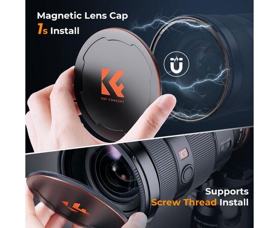 K&F CONCEPT Kit de Filtro Magnético CPL + Tampa de Proteção 52mm