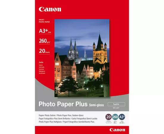 CANON Papel para Impressora Jato de Tinta Semi Brilhante SG-201 Plus A3+ - 20 folhas