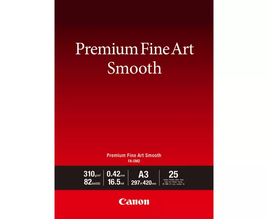 CANON Papel para Impressora Jato de Tinta Premium Fine Art Smooth FA-SM2 A3 - 25 folhas